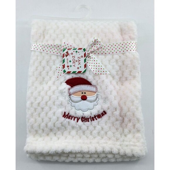 Lot of 3 NEW Zak & Zoey Christmas Baby Blankets Santa Reindeer  30 x 40 - Picture 2 of 9